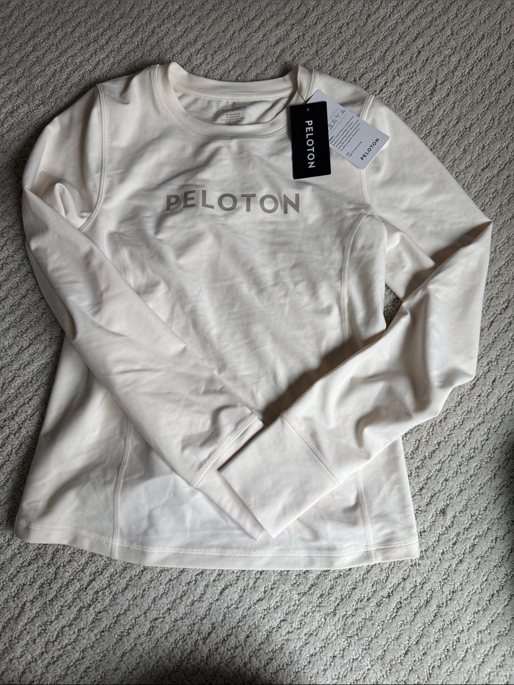 Peloton Women's Off-White Long-Sleeve Logo Sweatshirt
